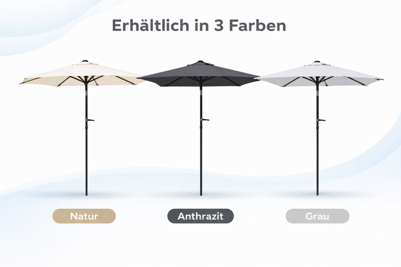 Gallery Sonnenschirm Ø 180 cm mit Kurbel und Knickfunktion – Aluminium, UV-Schutz 50+