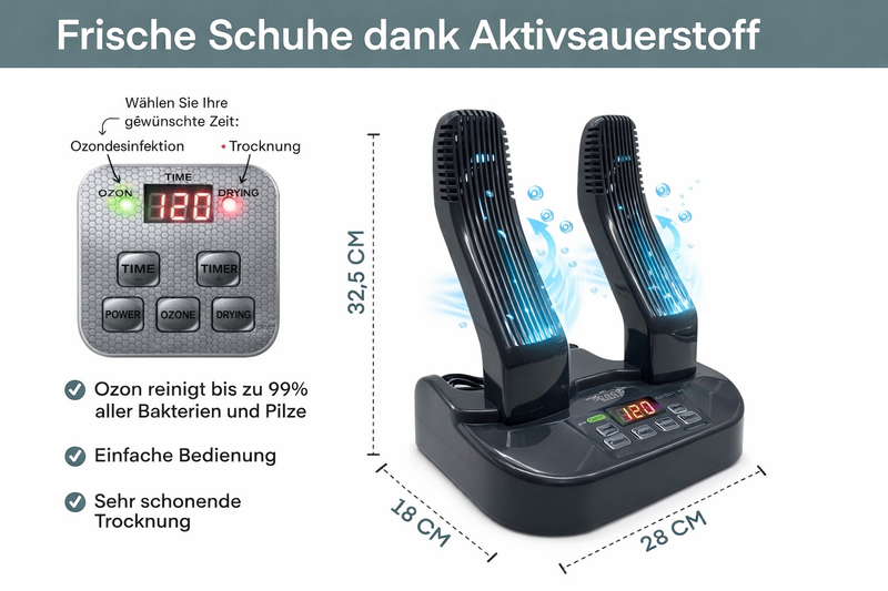 Schuhtrockner elektrisch mit Ozon Antibakeriell Schuh Fußballschuh Ski