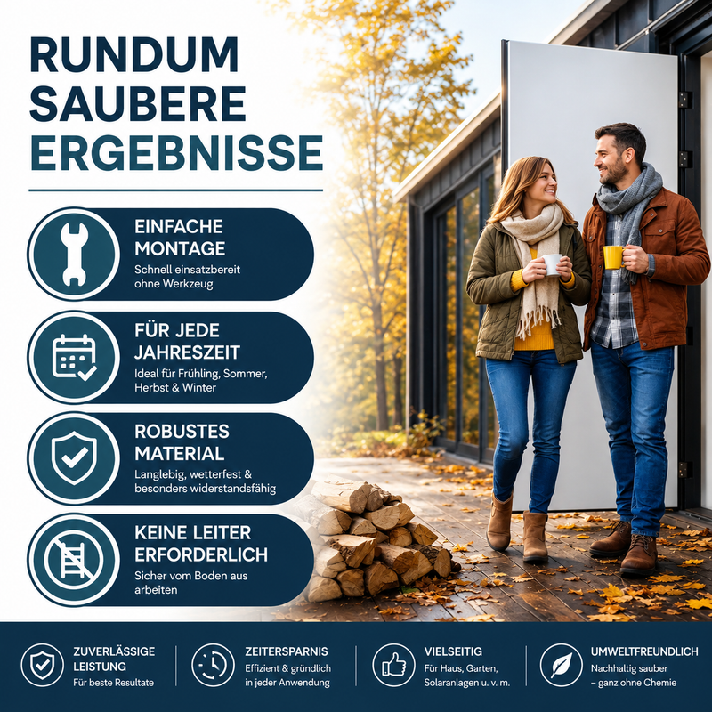Teleskop Waschbürste 5,8 m Reinigungsset für PV-Anlage, Wintergarten & Dachrinne