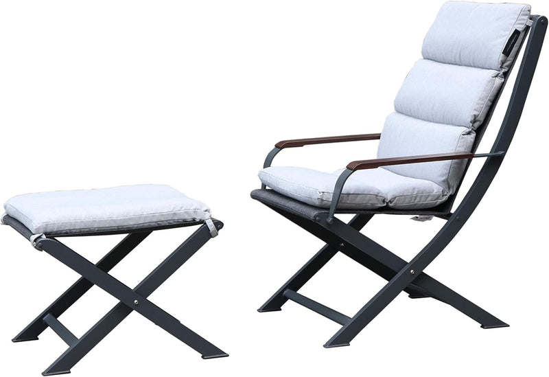 Westfield Lounge Set Amber – Gartenstuhl mit Hocker (inkl. Kissen)