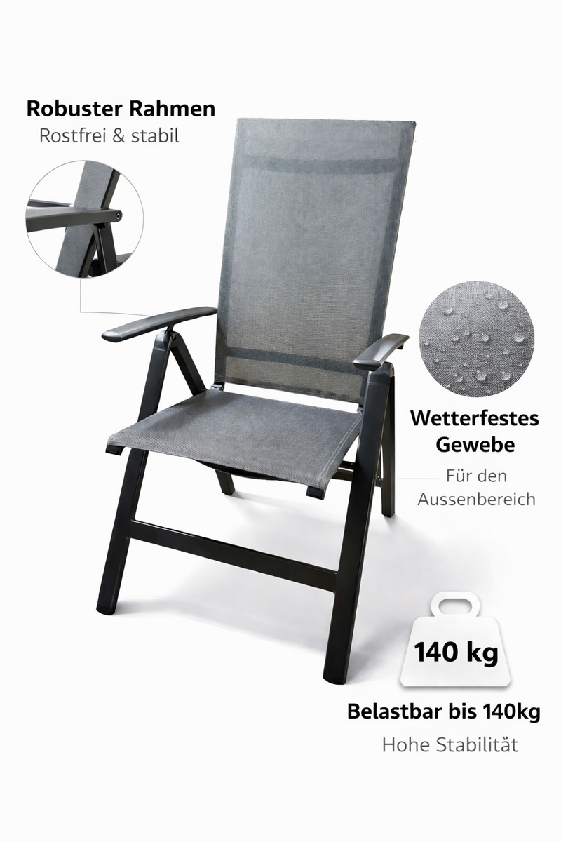 Gartenstuhl Briest – Alu Klappsessel mit verstellbarer Rückenlehne