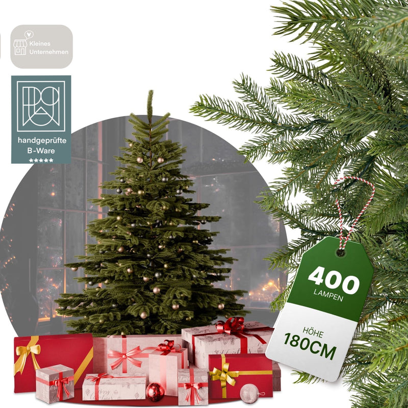 Künstlicher Weihnachtsbaum Nordmann 1,8m - 2,4m Christbaum Tannenbaum Beleuchtung Lichterkette