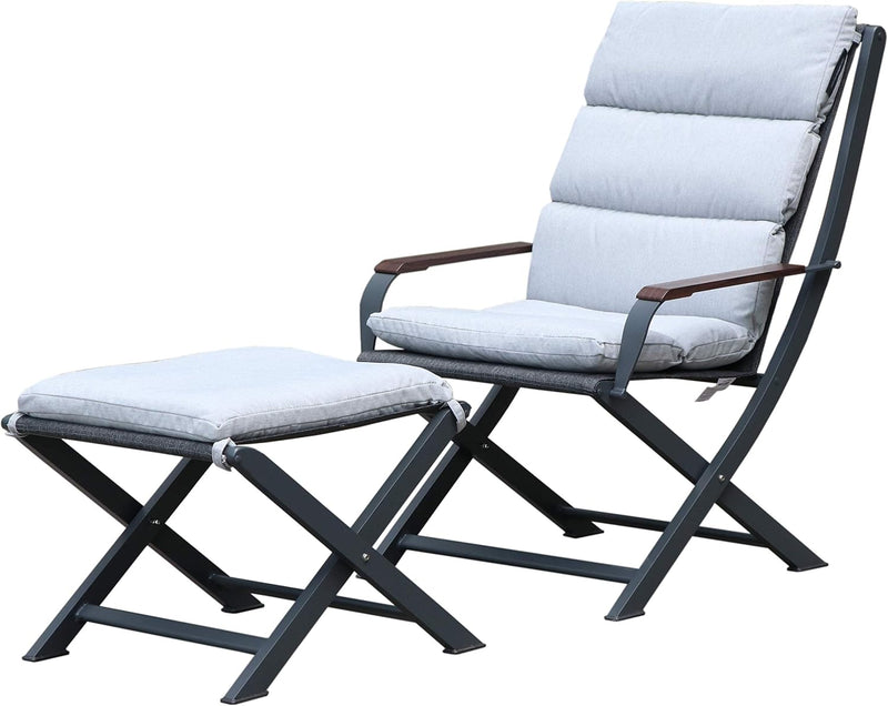 Westfield Lounge Set Amber – Gartenstuhl mit Hocker (inkl. Kissen)