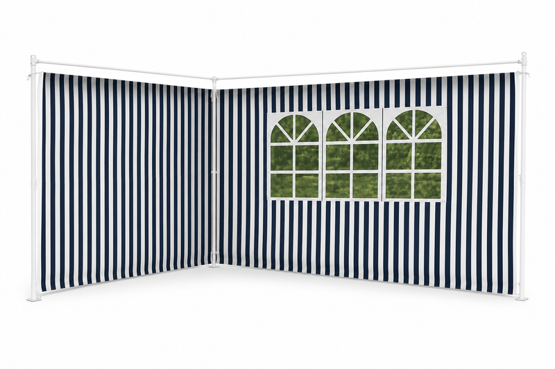 Pavillon Seitenteile-Set 2 Seitenteile Fenster für Seitenwände blau weiß 3x4