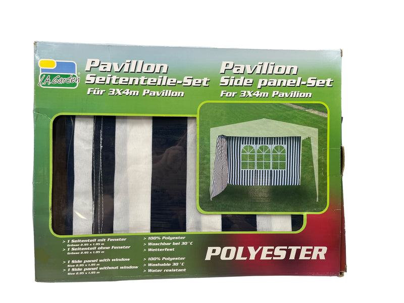 Pavillon Seitenteile-Set 2 Seitenteile Fenster für Seitenwände blau weiß 3x4