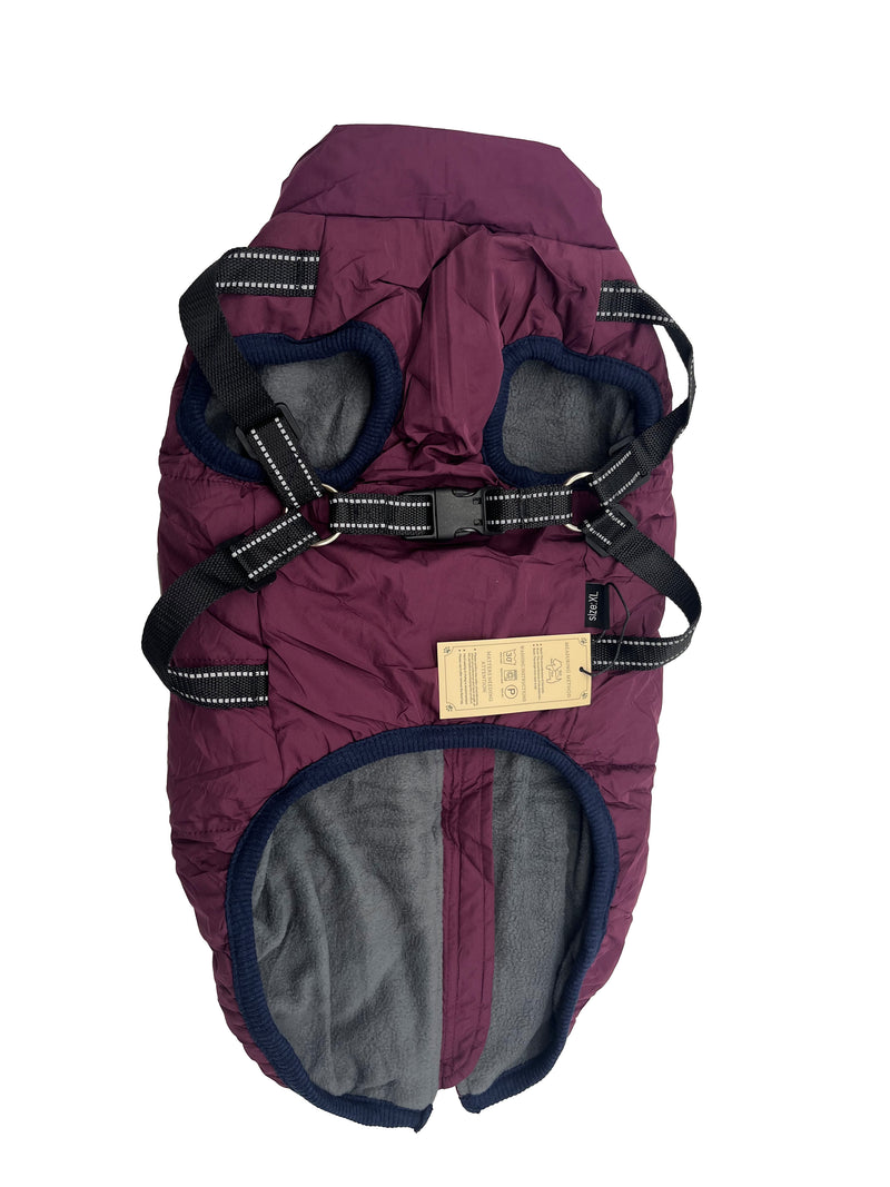Wasserdichter Hundemantel mit integriertem Geschirr – Warmer Wintermantel für Hunde