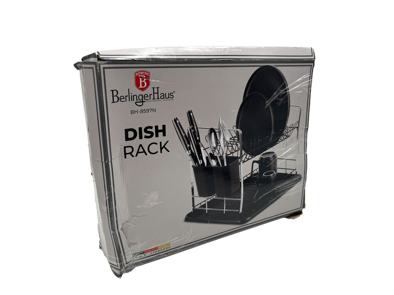 Berlinger Haus Geschirrabtropfgestell 2-stöckig – Matte Black mit Besteckhalter