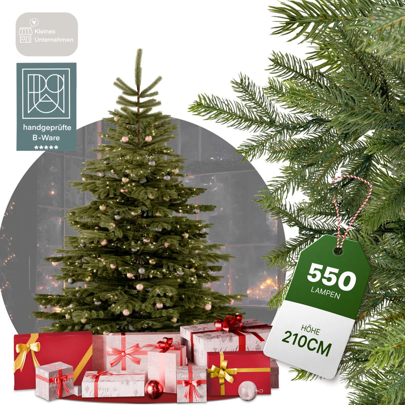 Künstlicher Weihnachtsbaum Nordmann 1,8m - 2,4m Christbaum Tannenbaum Beleuchtung Lichterkette