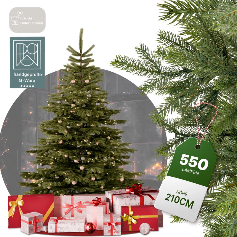 [G] Künstlicher Weihnachtsbaum Nordmann 1,8m - 2,4m Christbaum Tannenbaum Beleuchtung Lichterkette