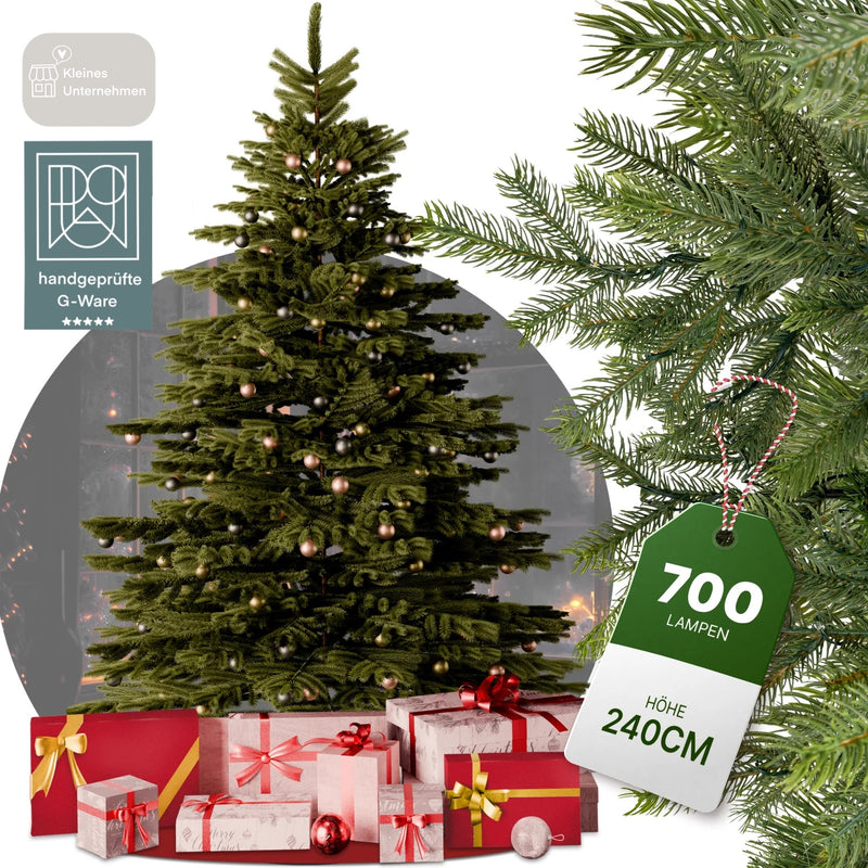 [G] Künstlicher Weihnachtsbaum Nordmann 1,8m - 2,4m Christbaum Tannenbaum Beleuchtung Lichterkette