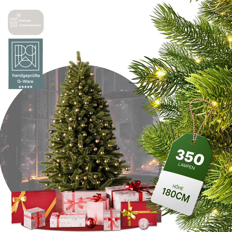 [G] Künstlicher Weihnachtsbaum Königstanne 1,8m - 2,1m Christbaum Tannenbaum Beleuchtung Lichterkette