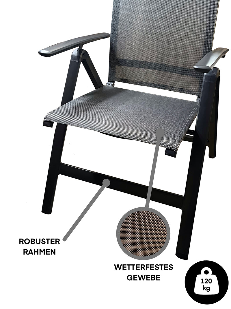Gartenstuhl Briest – Alu Klappsessel mit verstellbarer Rückenlehne