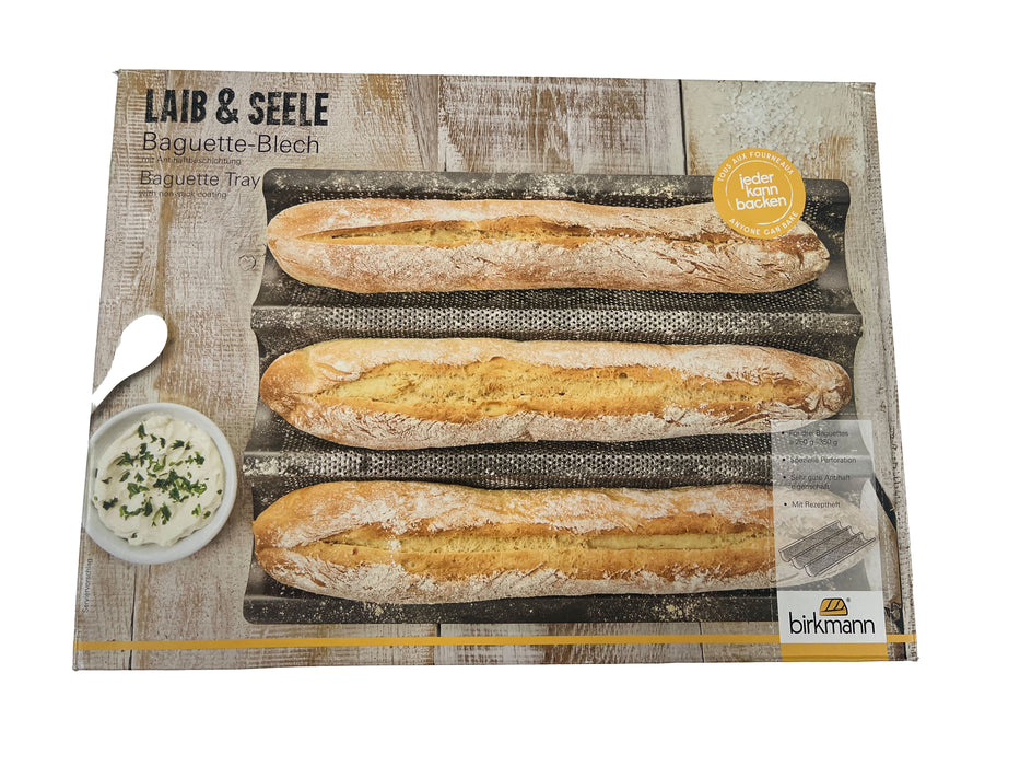Birkmann Baguetteblech 3-fach Karbonstahl perforierte Backform Antihaftbeschichtung