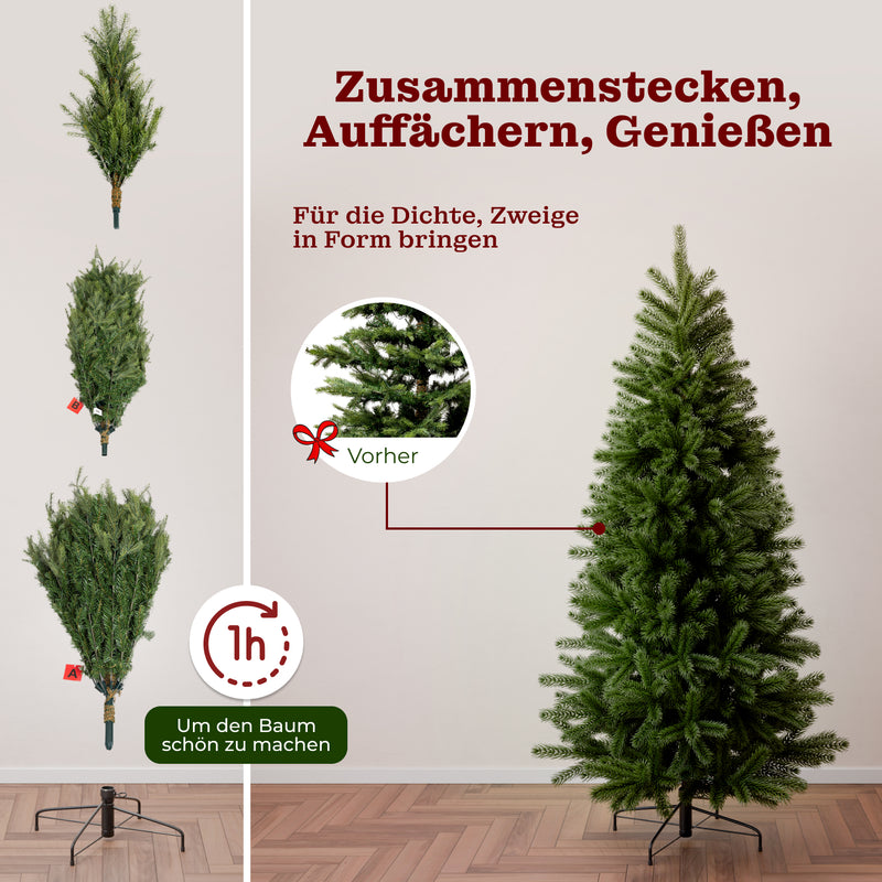 [G] Künstlicher Weihnachtsbaum Königstanne 1,8m - 2,1m Christbaum Tannenbaum Beleuchtung Lichterkette