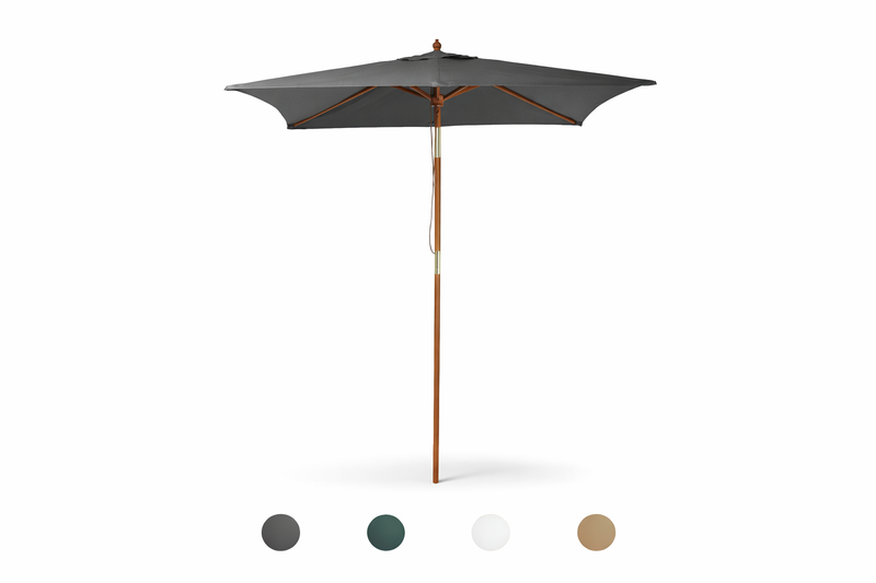 PINO Holz Sonnenschirm 200 × 150 cm – Gartenschirm mit Knickfunktion und UV-Schutz 50+