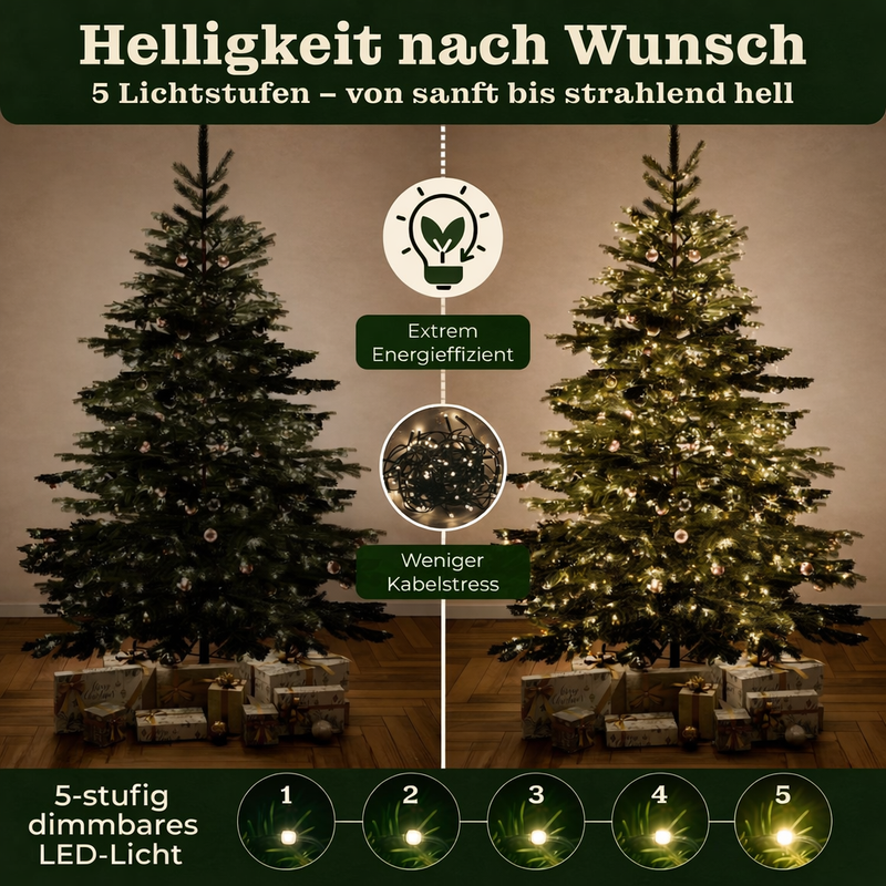 [G] Künstlicher Weihnachtsbaum Nordmann 1,8m - 2,4m Christbaum Tannenbaum Beleuchtung Lichterkette