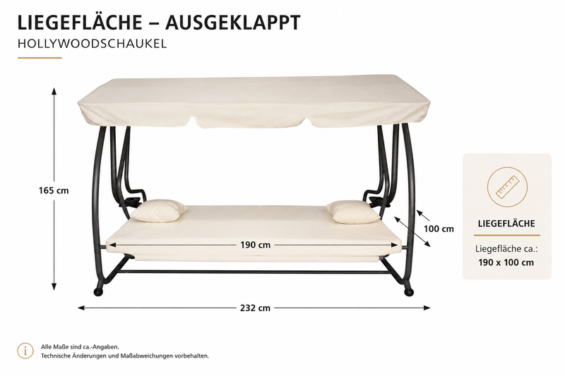 Hollywoodschaukel Gartenschaukel ASKIM 4-sitzer grau beige Schaukel