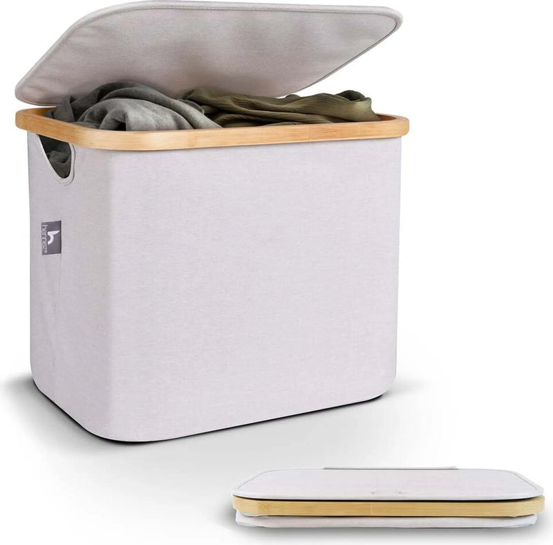 Hennez Aufbewahrungskorb Adrian 40l beige mit Deckel Wäschekorb
