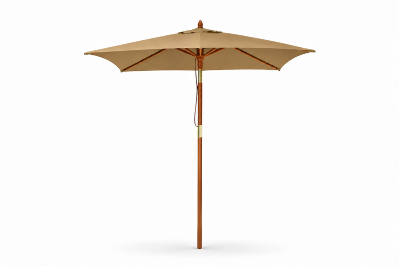 PINO Holz Sonnenschirm 200 × 150 cm – Gartenschirm mit Knickfunktion und UV-Schutz 50+