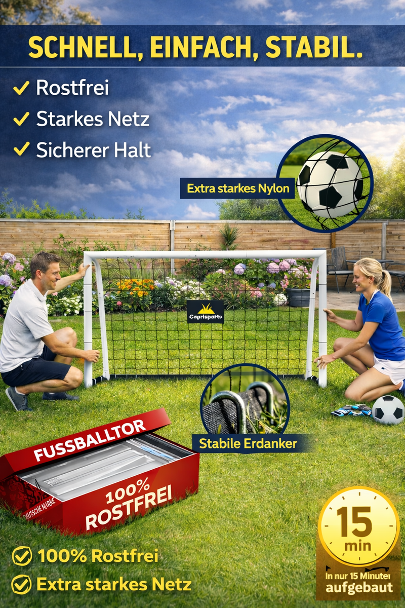 Fußballtor Kinder stabil rostfrei Fußball Garten Tor mit Erdankern – Outdoor
