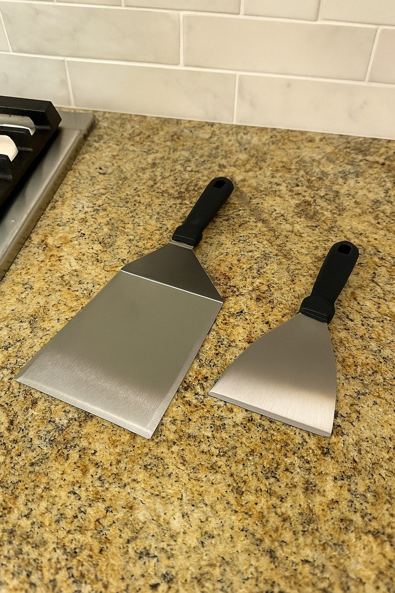 Grillspachtel Plancha Spachtel Küchenspachtel Set, Grill Edelstahl [2Stk.]
